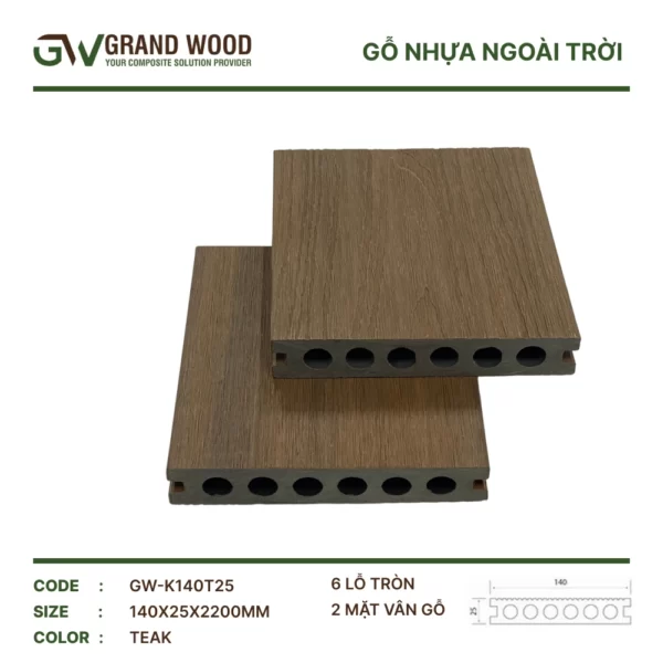 Sàn Gỗ Nhựa Gw-k140t25 Teak