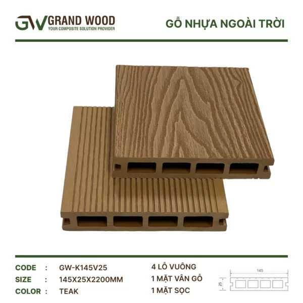 Sàn Gỗ Nhựa Gw-k145v25 Teak